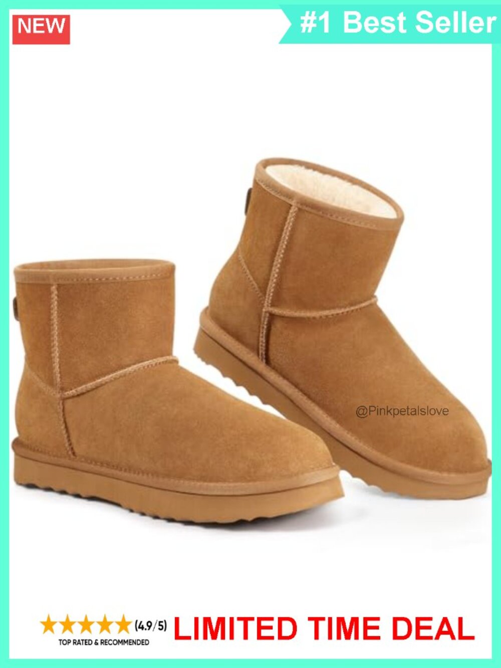 Suede Mini Snow Boots Fur Lined Fuzzy Winter Ankle Booties